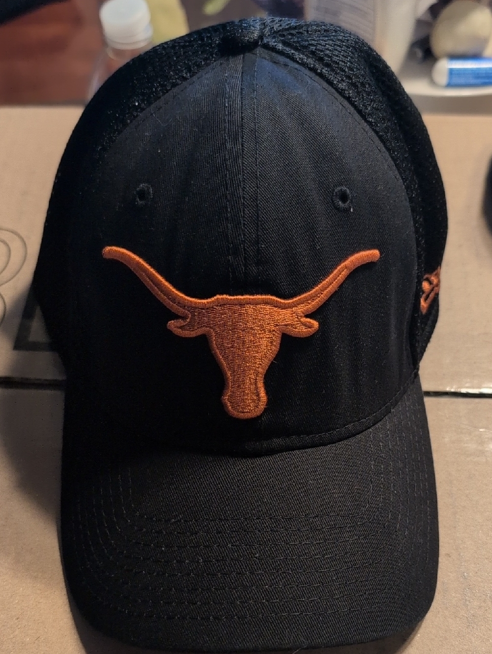 New Era Black with Orange Texas Longhorn Logo 39Thirty Flex Sports Cap